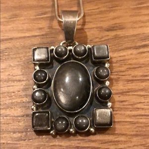 Artisan made jet/obsidian sterling silver necklace